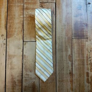 Michael Kors silk tie yellow blue stripe office wedding spring easter formal pro